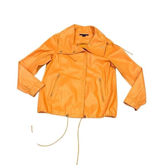 Theory orange leather jacket size small - Picture 1 of 7